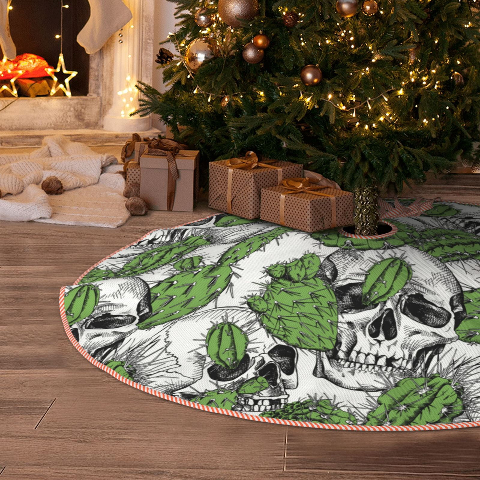 Cartoon Yellow Bees Christmas Tree Skirt - 48 Inch Soft Polyester Mat For Indoor/Outdoor Holiday Decor