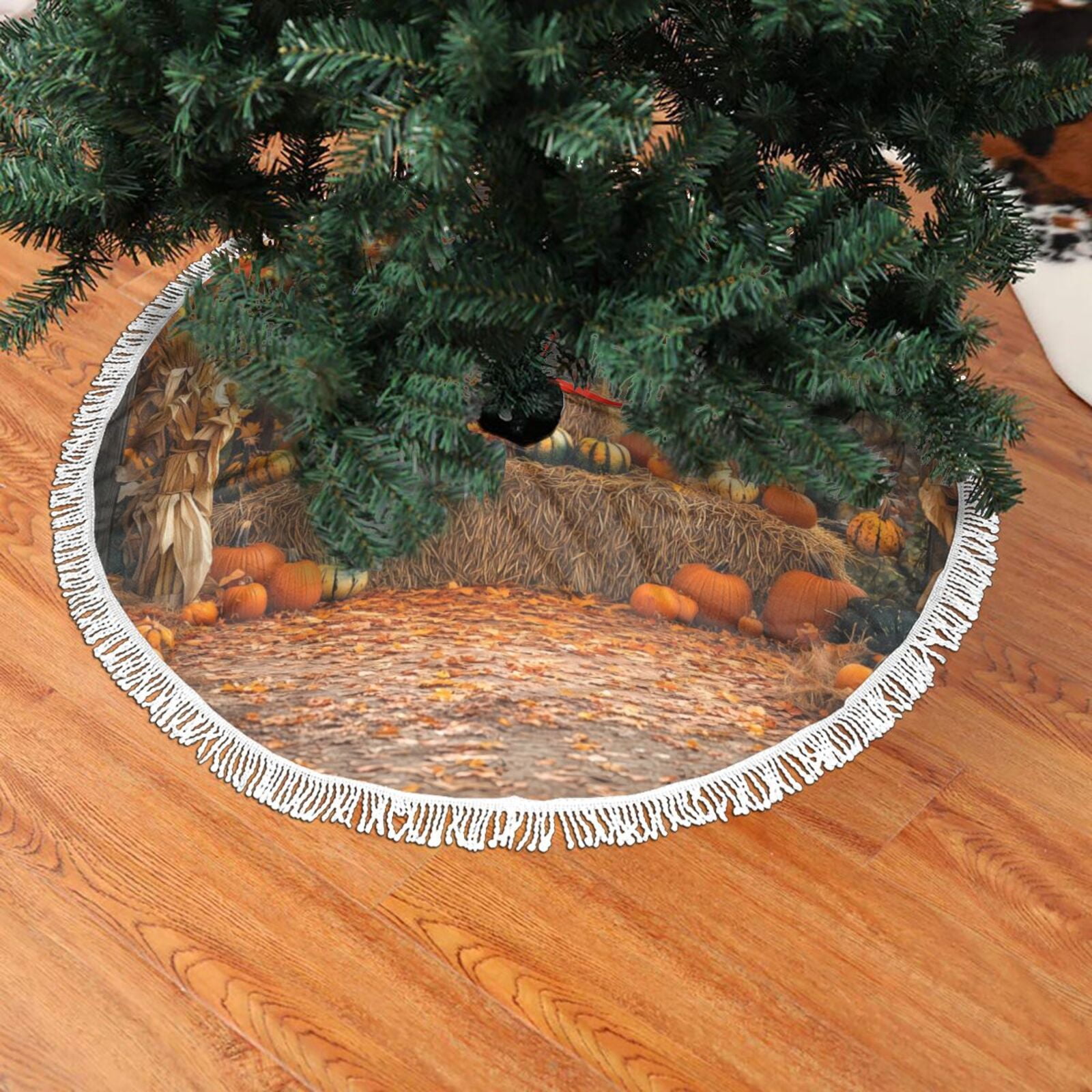 Christmas Tree Skirt with Tie Straps halloween elements background Tree