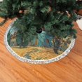 Christmas Tree Skirt with Tie Straps Impressionist Village Sky Tree