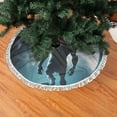 Christmas Tree Skirt with Tie Straps Moon Wolf Warrior Tree Skirt with