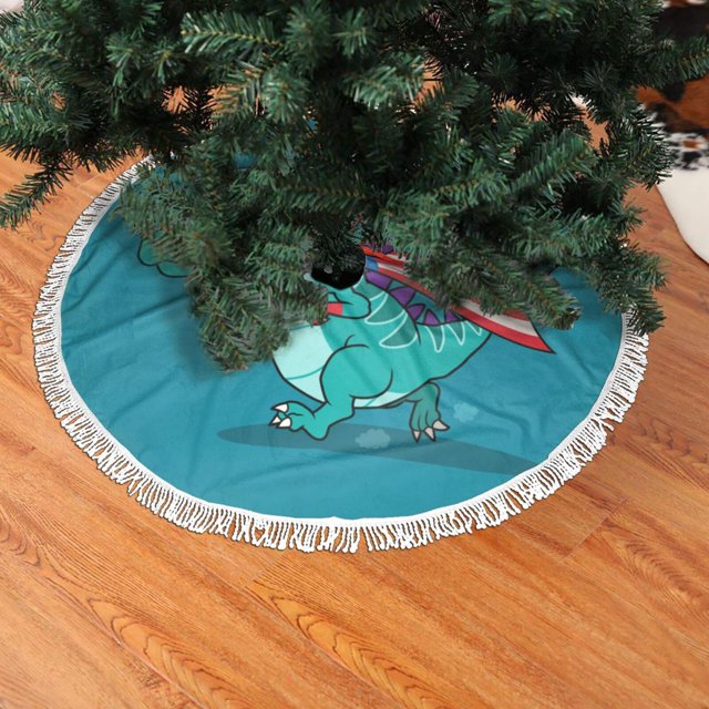 Christmas Tree Skirt with Tie Straps Green And Purple Grapes Tree Skirt