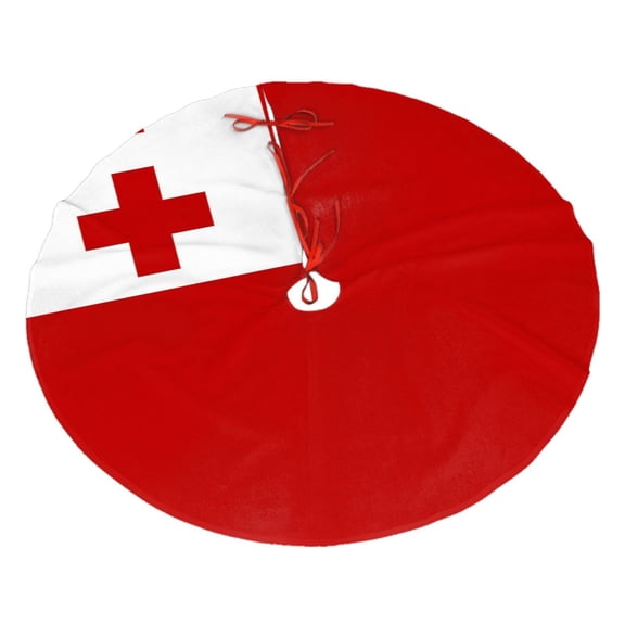 Christmas Tree Skirt Tonga Flag Xmas Tree Skirt Decoration for Home Holiday Party 48"