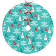 thumbnail image 1 of Christmas Tree Skirt,Turquoise Christmas Tree Pattern Christmas Tree Decor with Red Ribbon Ties,Round Shape,Christmas Decorations for Home 30"x30", 1 of 7