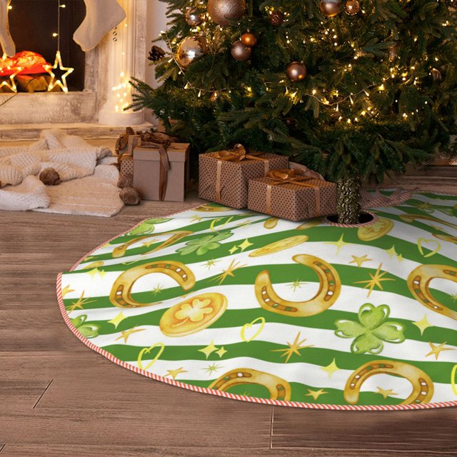 Christmas Tree Skirt, Watercolor St Patrick Day Christmas Decorations