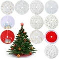 thumbnail image 1 of Christmas Tree Skirt White Glod Silver Classic Faux Fur Tree Skirt Snowflake & Star Design with Non-Slip Xmas Plush Tree Base Cover Mat for Christmas Home Decorations 14.9×14.9inch, 1 of 3
