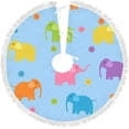 thumbnail image 1 of Christmas Tree Skirt Xmas Tree Skirts 30 in Colorful Elephants and Flowers Christmas Tree Mat for Christmas Holiday Party Ornaments, 1 of 5