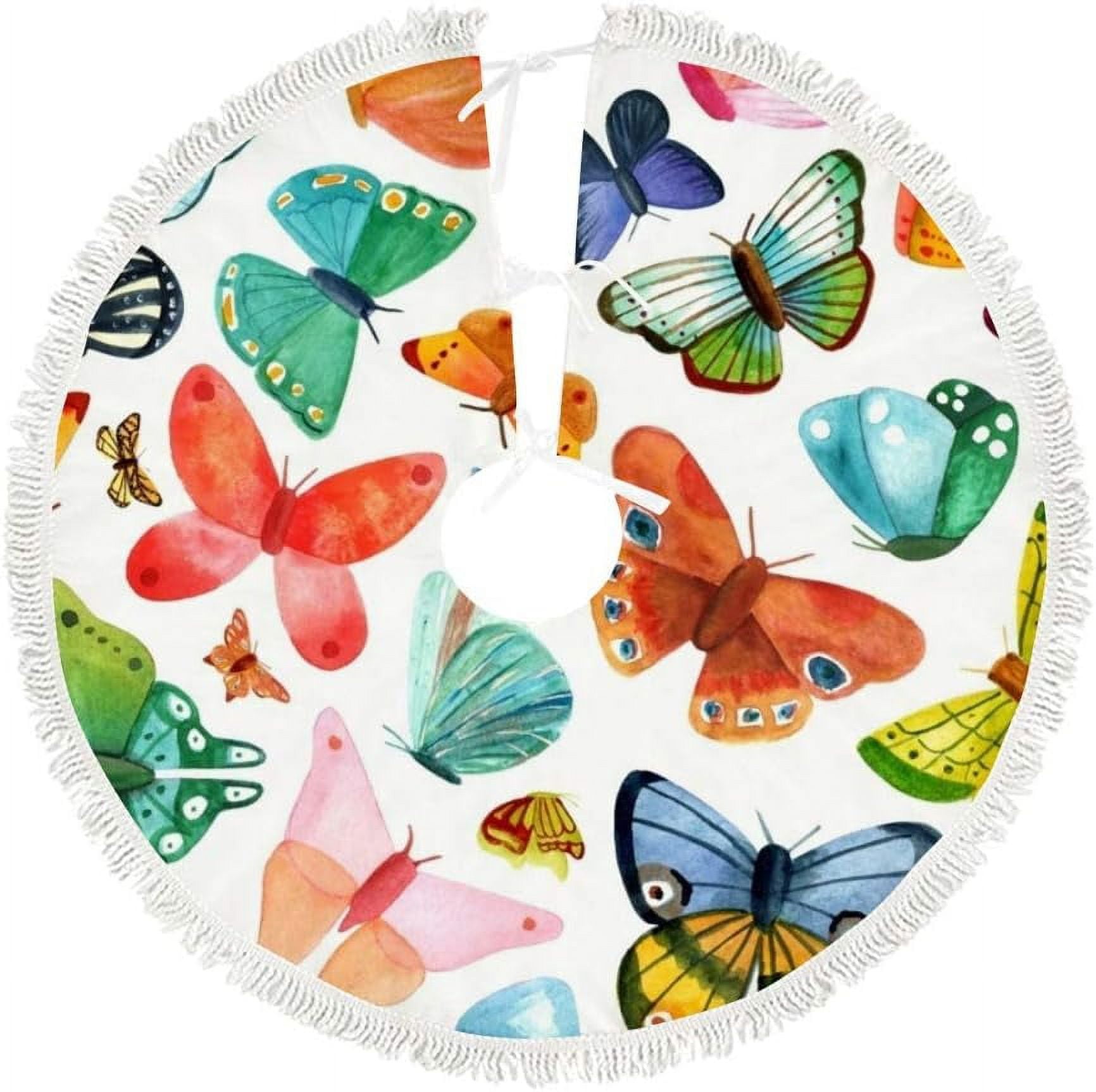 Christmas Tree Skirt Xmas Tree Skirts 48 in Watercolor Butterflies