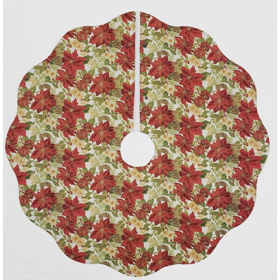 Christmas Tree Skirt by Penny's Needful Things (Christmas Poinsettia) (Scalloped)