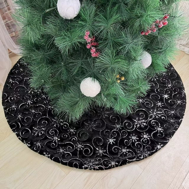 Christmas Tree Skirt White Silver 