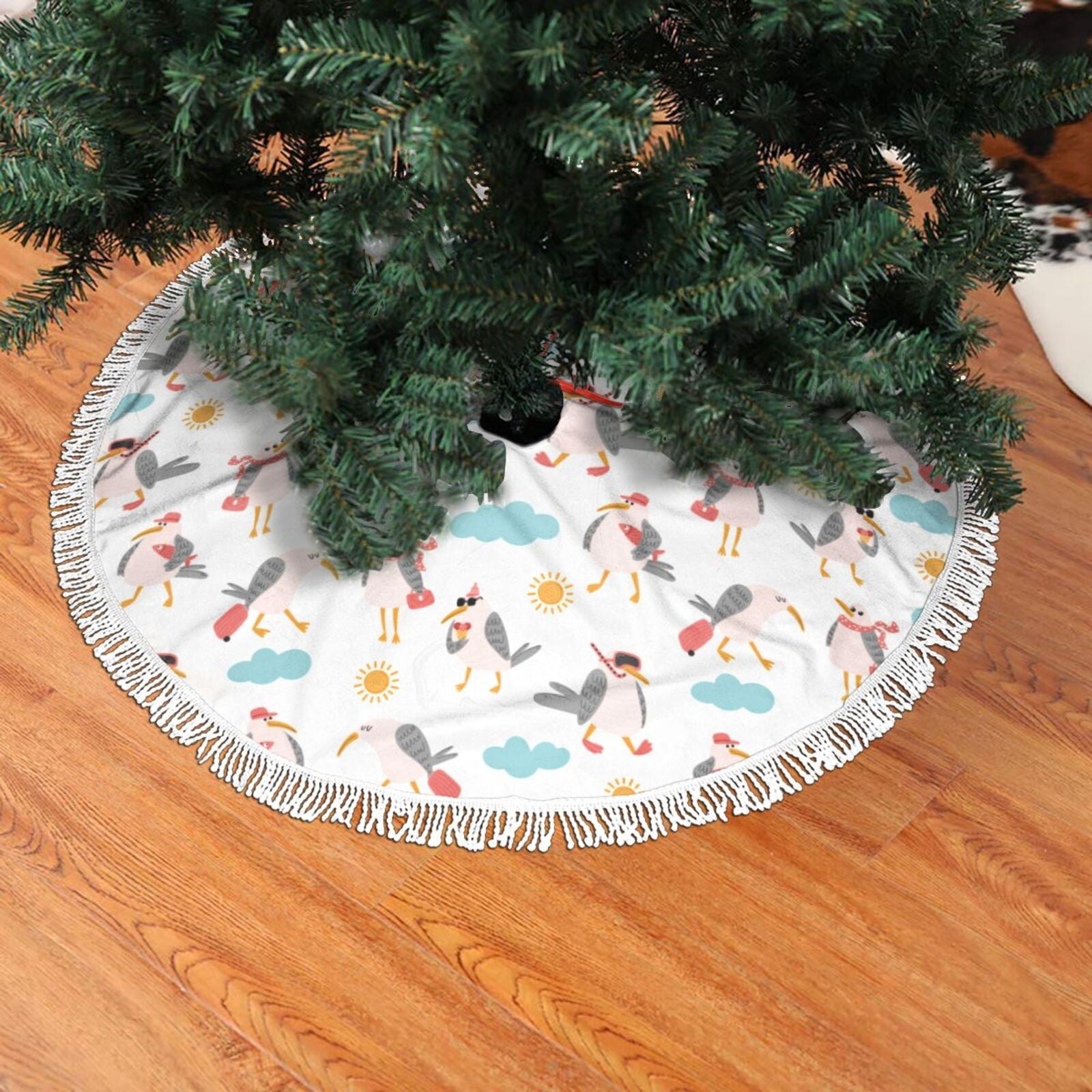 Christmas Tree Skirt funny seagulls Halloween Tree Skirt Fall Winter