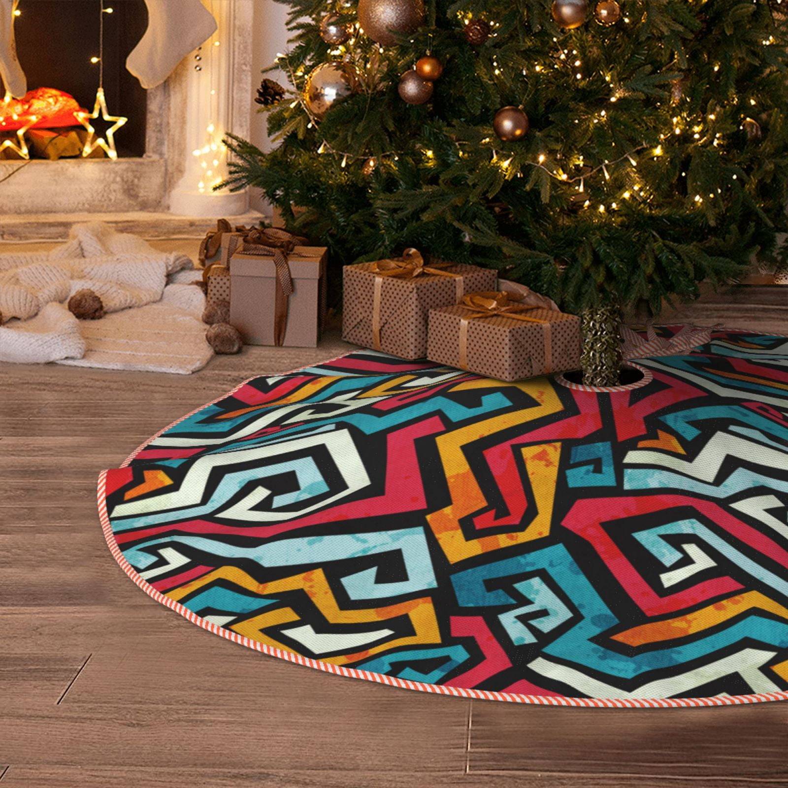 Christmas Tree Skirt, geometry A Christmas Decorations Funny Tree Mat