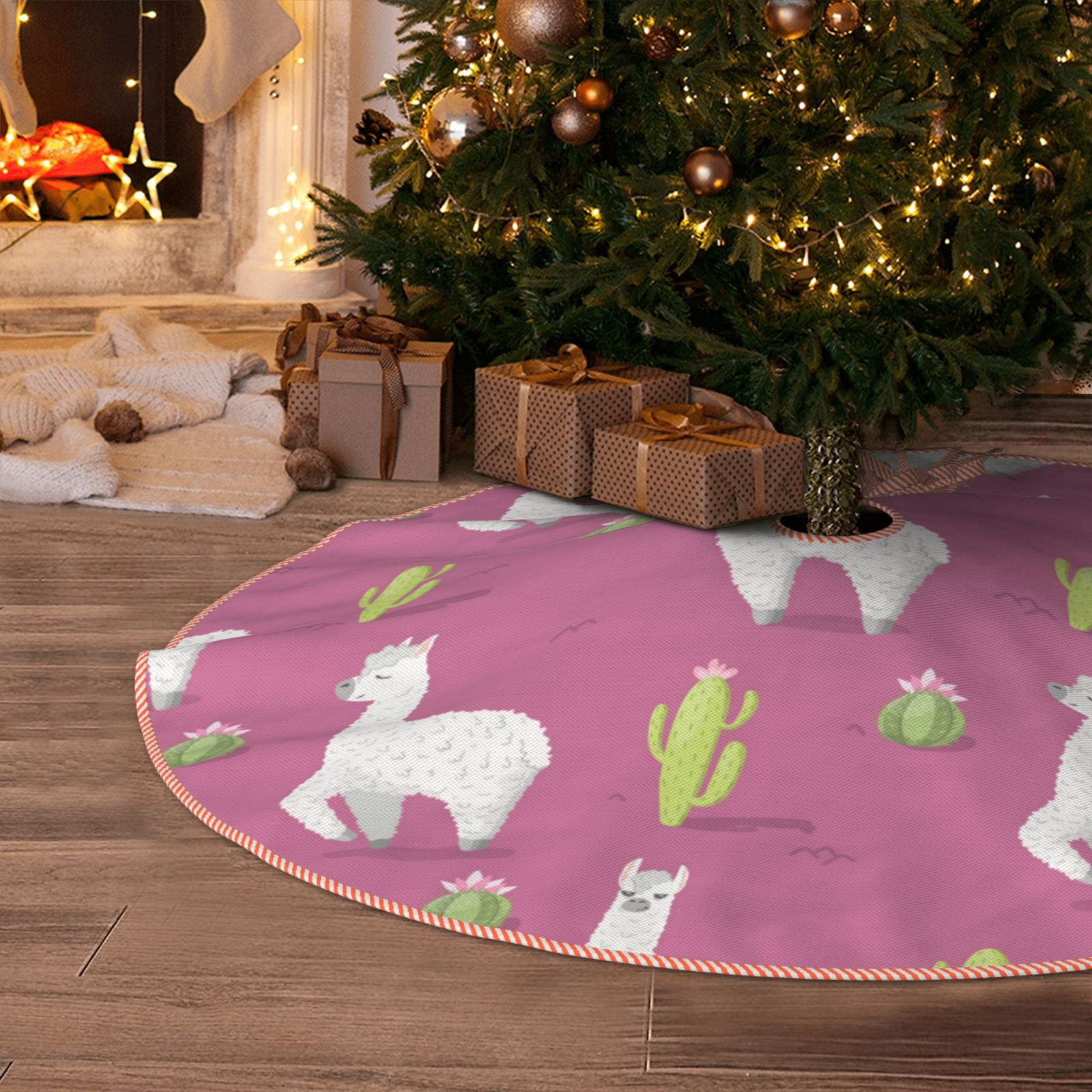 Christmas Tree Skirt, pink america lama alpacas cactus Soft Funny