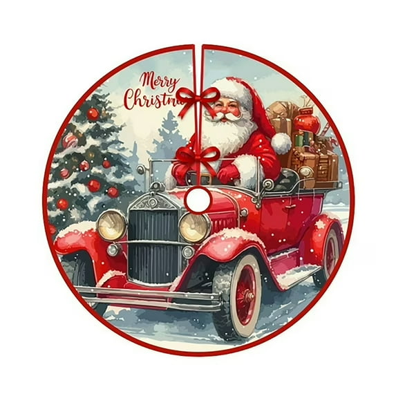 Christmas Tree Skirt with Border 36 Inches Finished Edge Holiday Decor for Christmas Tree Base Cover