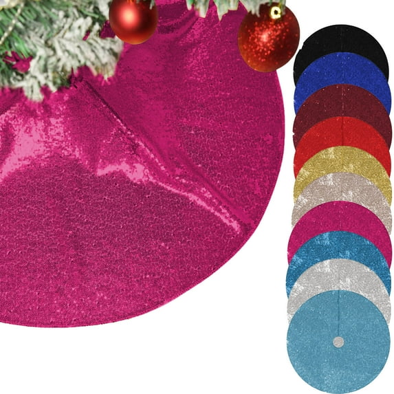 Christmas Tree SkirtSequin Christmas Tree Skirt Vintage Christmas Tree Skirt Set 24 Inch/60CM Christmas Party Decoration Glitter Christmas Tree Skirt