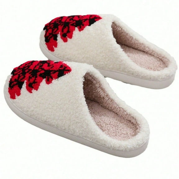 Christmas Tree Slippers, Warm Plush House Shoes, Unisex Indoor, Non-Slip