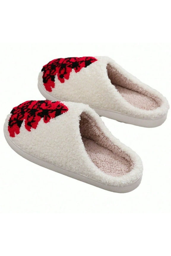 Christmas Tree Slippers, Warm Plush House Shoes, Unisex Indoor, Non-Slip