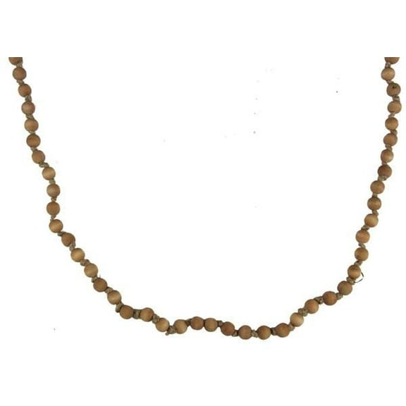 Christmas Tree Small Round Wood Bead Wreath Garland: Brown Stain - 40 inches long - MZ197904