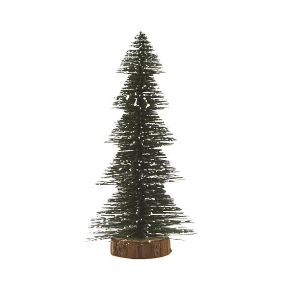 Christmas Tree Small Tabletop Christmas Tree Snow Flocking Mini Christmas Tree Window Display Decorative Green ABS Material Stable Wooden Base