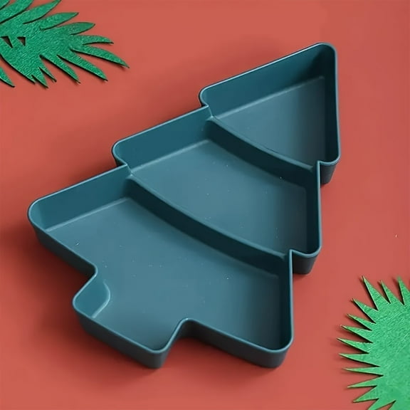 Christmas Tree Snack Tray under $5! Bzdzmqm Christmas Tree Shaped Snack Tray,3 Compartment Fruit Candy Nut Tray,Holiday Party Serving Platter,Daily Use Snack Organizer Dish,Festive Home Decor