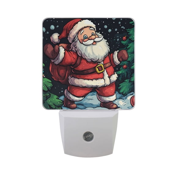 Christmas Tree Snow Cartoon Santa LED Night Light with Smart Sensor Plug Into Wall Dusk to Dawn 2 packs