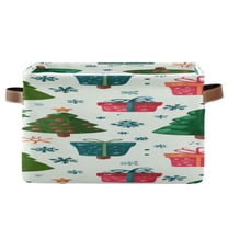 Christmas Tree Snow Gift Box Cute Square Storage Bins with Handles Collapsible Containing Box 1 Pack