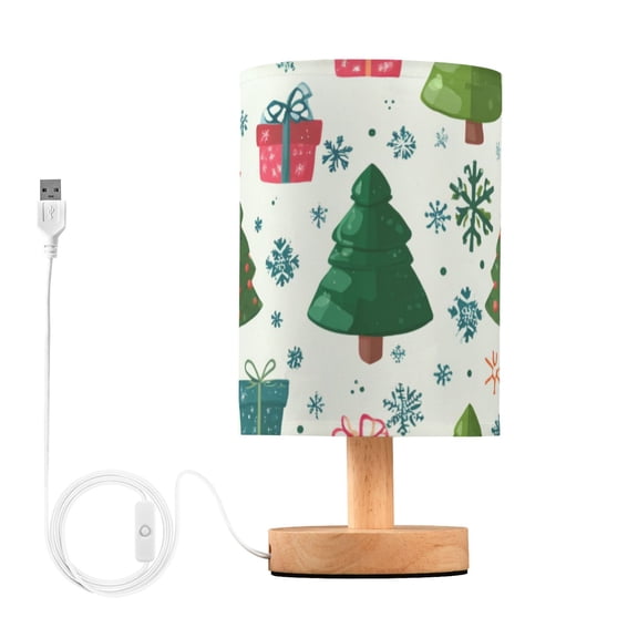 Christmas Tree Snow Gift Box Cute Table Lamp with USB Port LED Warm Light Lamp Night Light Home Decor