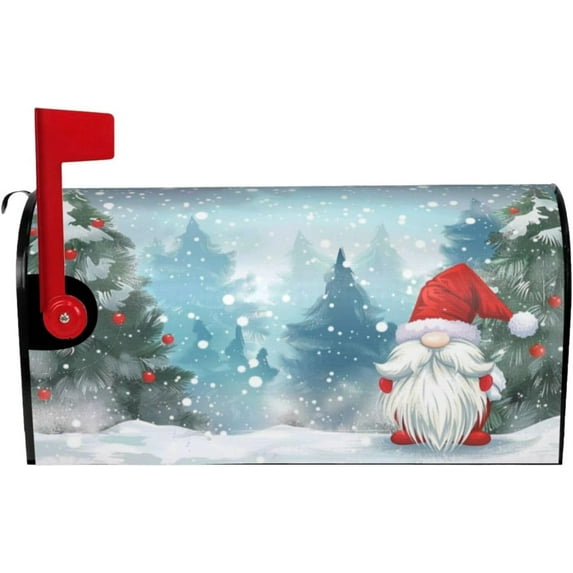 Christmas Tree Snow Gnome Magnetic Mailbox Covers, Love Heart Bicycle Tree Mail Wraps Garden Yard Home Decor for Outdoor Standard Size 25.5x21 in