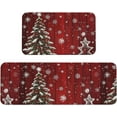 thumbnail image 1 of Christmas Tree Snow Kitchen Mats for Floor, Snowflake Wood Kitchen Rug Runner Non-Slip Kitchen Mats and Rugs 2PCS Absorbent Standing Mats for Office Desk Sink, 1 of 6