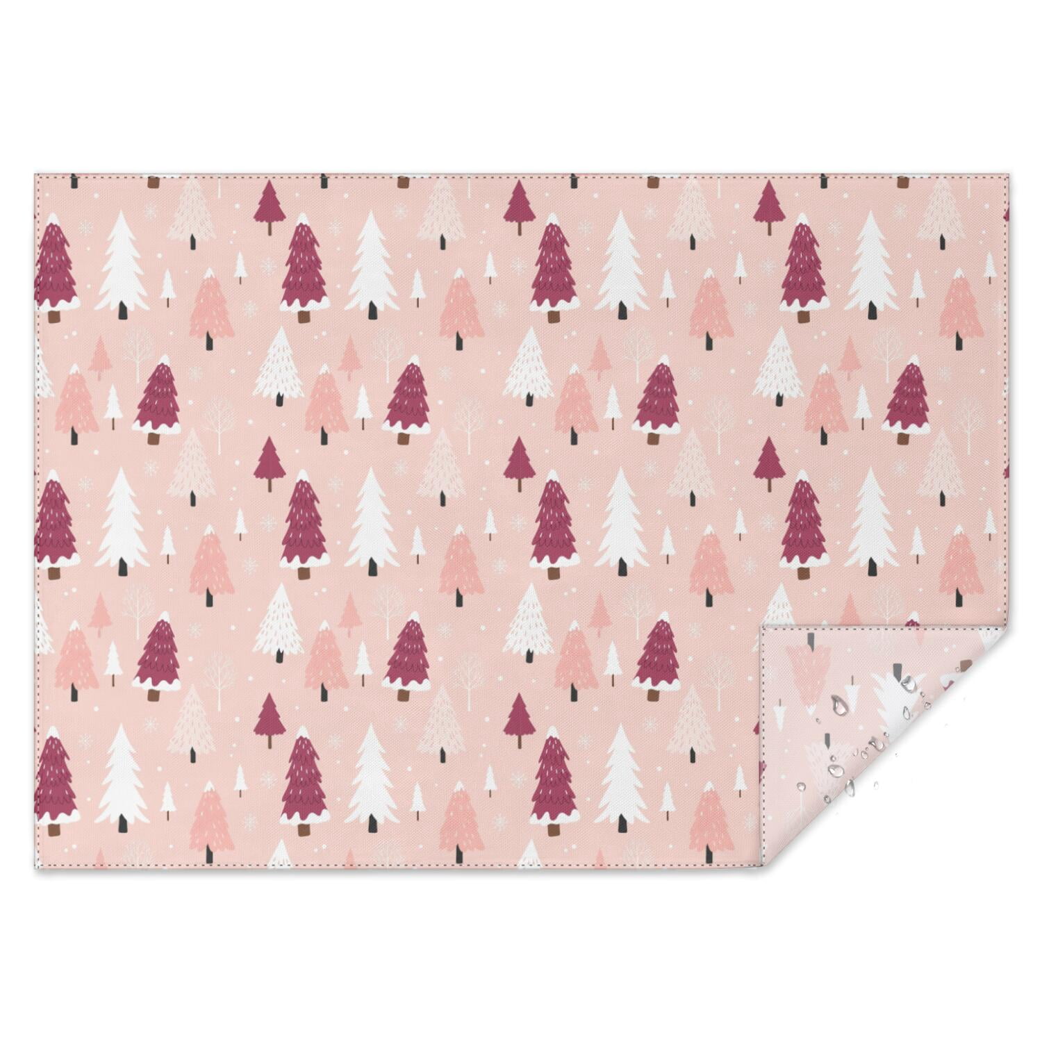 Christmas Tree Snow Pink Pattern Rectangular Tablecloth 60x84 Inch ...
