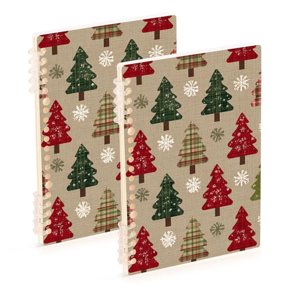 Christmas Tree Snowflake Fabric Notebook Detachable Coil Notebook Diary Plan Book A5 Size 60 Pages 1 Pack