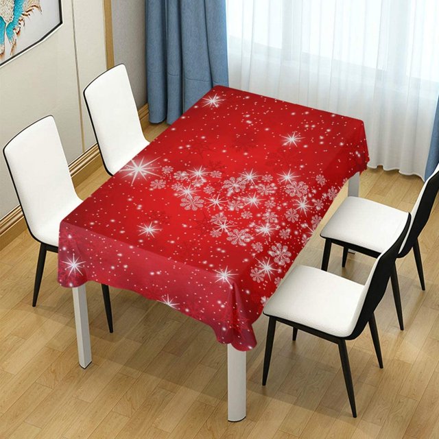 Christmas Tree Snowflake Floral Rectangular Table Cloth Washable