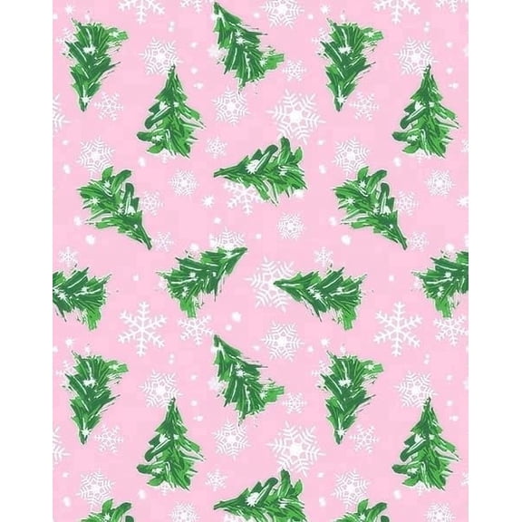 Christmas Tree & Snowflake Pink Winter Pattern Edible Icing Image Cake Topper, by Tnct.