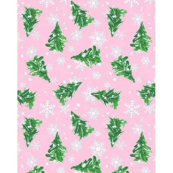 TNCT Christmas Tree & Snowflake Pink Winter Pattern Edible Image Chocolate Transfer Sheet, Multicolor