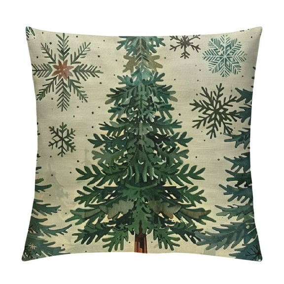Christmas Tree Snowflake Reindeer Let It Snow Throw Pillow Covers, Winter Holiday Cushion Case Decoration for Sofa Couch