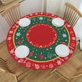 thumbnail image 1 of Christmas Tree Snowflake Round Fitted Tablecloth with Elastic Edged Decorative Kitchen Dining Table Cloth Cover Fits 40-44" Round Table, 1 of 4