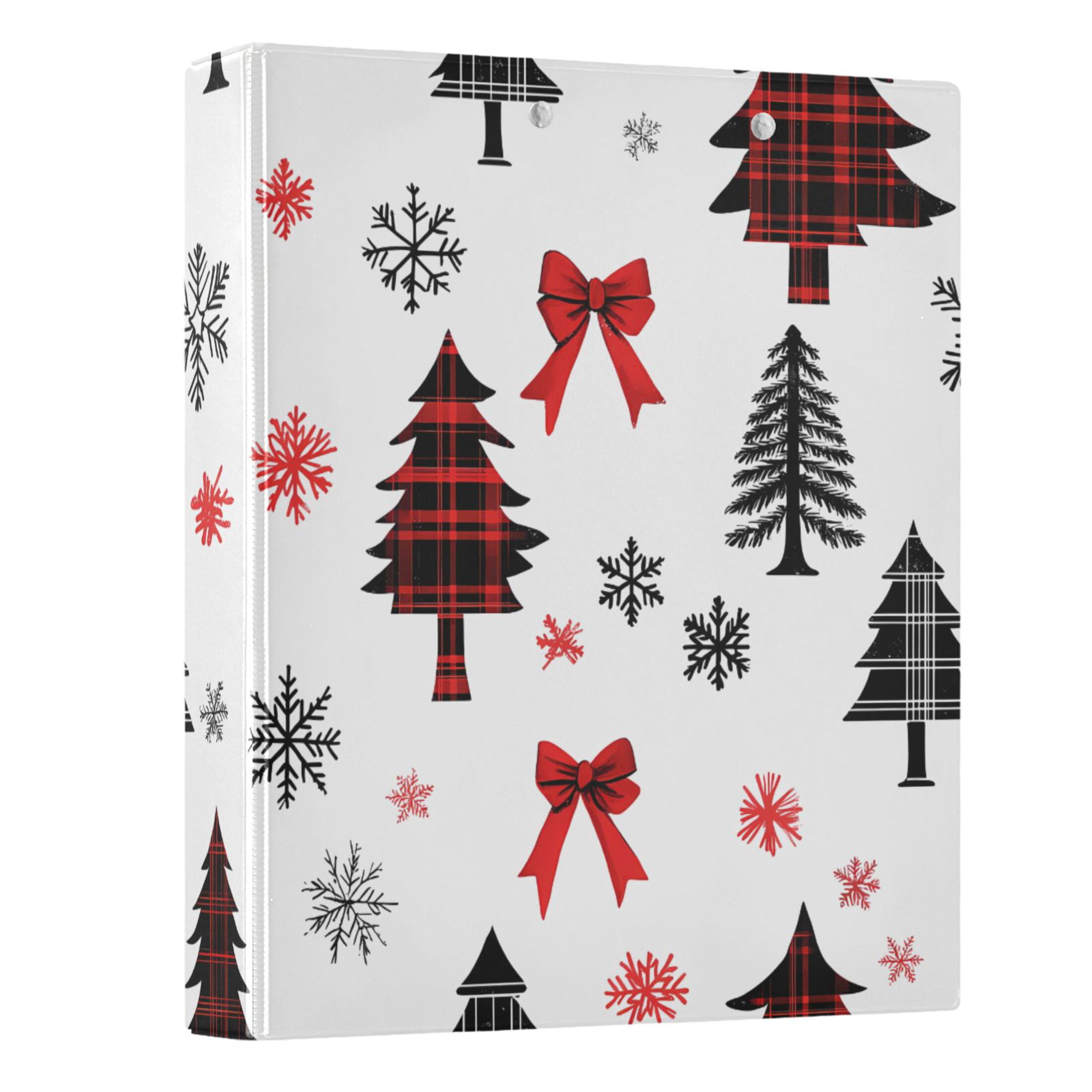 Christmas Tree Snowflakes Bow Hardcover 3 Ring Binder 1.5” Round Rings ...