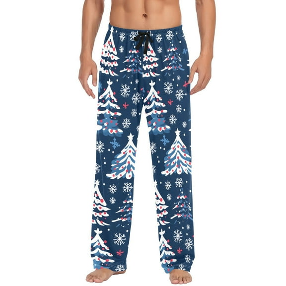 Christmas Tree Snowflakes Men's Pajama Pants Cotton Long Sleepwear Lounge Pants L