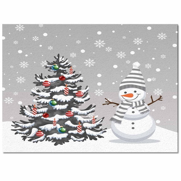 Christmas Tree Snowman Area Rug 2x3ft Winter Snowflakes Gray Xmas Non-Slip Washable Square Rugs Soft Felt Indoor Floor Mat for Bedroom Kitchen Living Room Bathroom