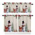 thumbnail image 1 of Christmas Tree Snowman Kitchen Curtains and Valances Set, Winter Snowflakes Red Flowers Linen Rod Pocket Window Valance Window Curtain Panels for Living Room Bedroom Laundry, 27.5x24in, 3 Pieces, 1 of 7
