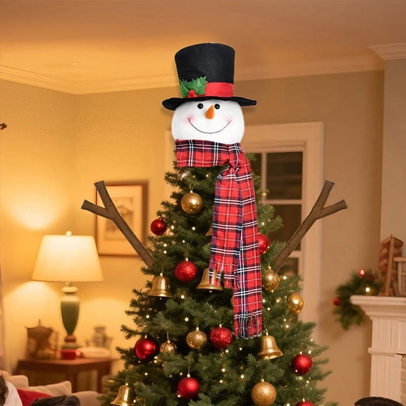 Christmas Tree Snowman Ornament, Festive Tree Topper Doll, Holiday Decoration for Christmas Tree, Home Christmas Decor for Living Room and Party, Seasonal Ornament for Family Gatherings