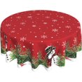 thumbnail image 1 of Christmas Tree Snowman Tablecloth Rectangle Holiday Table Cloth for Farm Table Cover Waterproof & Spillproof Fabric Tablecloths Christmas Home Decorations for Kitchen Party Dinner Picnic 60" x 84", 1 of 5