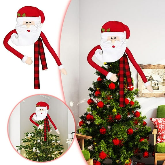 Christmas Tree Snowman Tree Topper, Festive Xmas Tree Top Doll Ornament, Holiday Season Tree Decoration, Snowman Figure Tree Topper, Christmas Tree