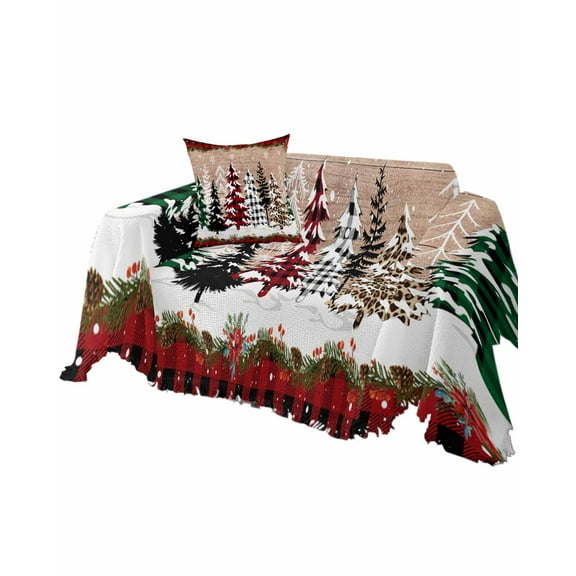Christmas Tree Sofa Couch Covers for Dogs, Washable Sectional Couch Slipcovers for Loveseat with Tassels, Xmas Tree Vintage Red Black Plaid Non Slip Sofa Throw Cover Blanket L 71''x102''
