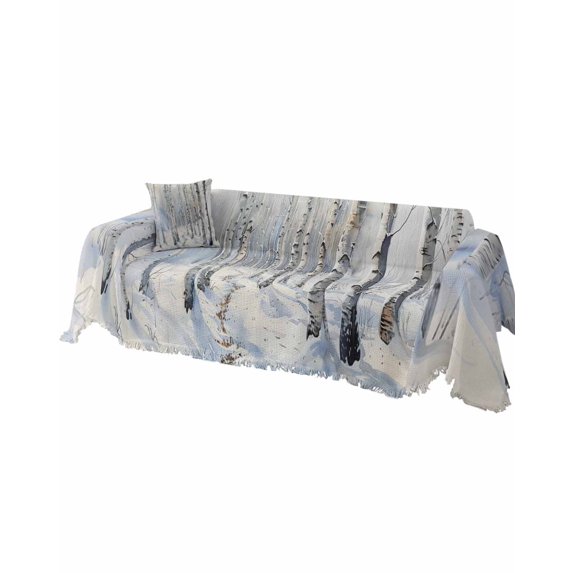 Christmas Tree Sofa Covers for 3 Cushion, Washable Couch Cover for Sectional Sofa Slipcovers with Tassel, White Winter Xmas Snowflake Loveseat Covers Futon Cover Blanket 71''x118''