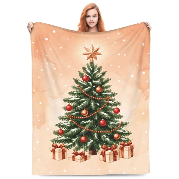 Christmas Tree Sofa Throw Blankets,Winter Present Soft Cozy Fuzzy Travel Blanket,Flannel Fall Throw Blanket for Couch,Bed,Camping,Movie Nights,Watching TV 50x40
