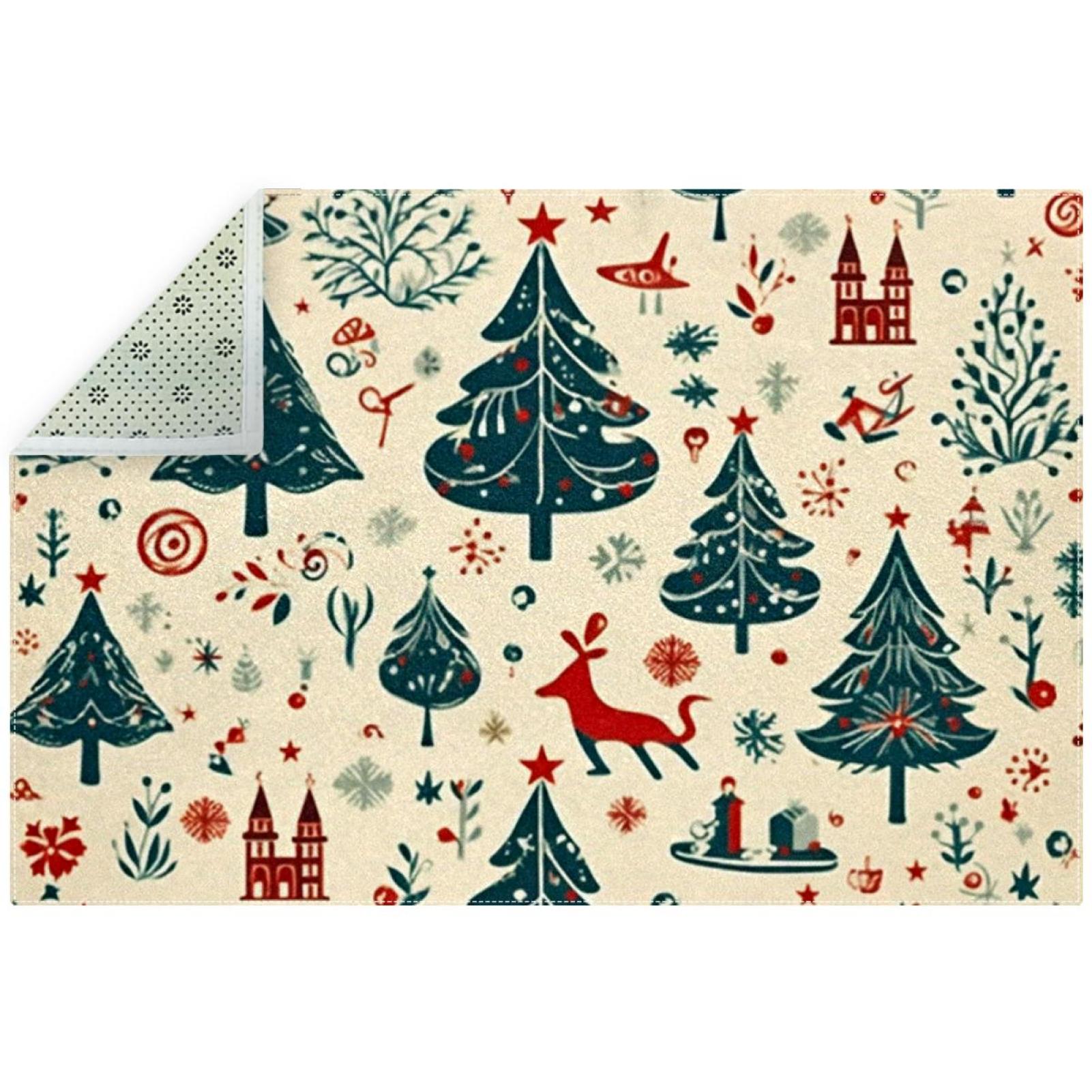 Christmas Tree Soft and Durable Living Room Area Rug Floor Mat with