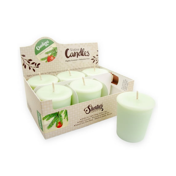 Christmas Tree Soy Votive Candles - Scented with Natural Fragrance Oils - 6 Green Natural Votive Candle Refills - Christmas & Holiday Collection