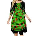 Christmas Tree Square Neck Dress New Plus Size Elegant Women Waist