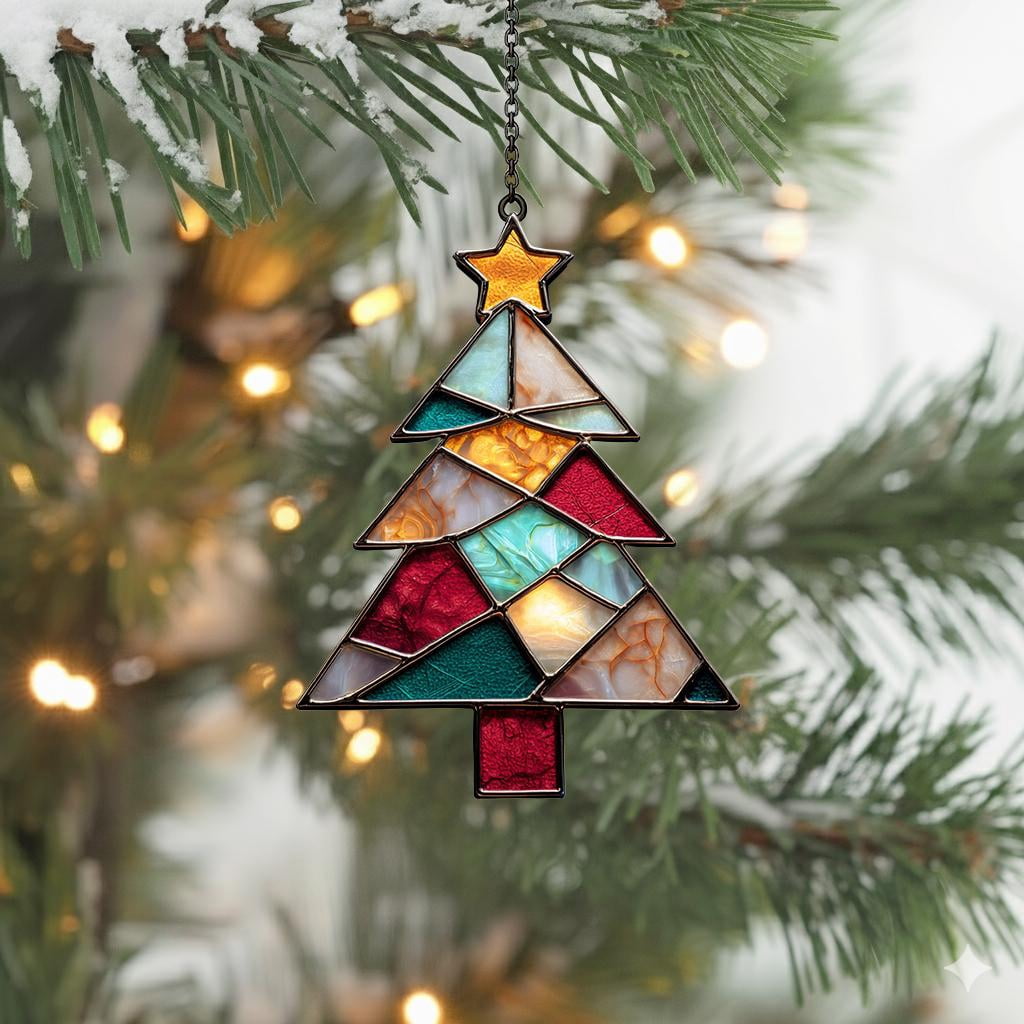 Christmas Tree Stained Glass Suncatcher, Holiday Decor, Window Art ...