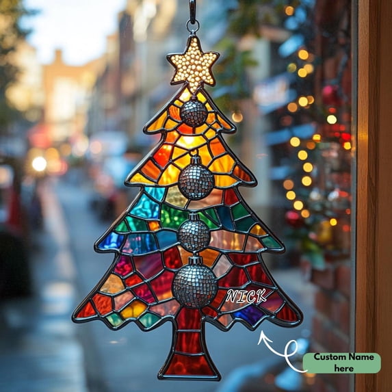 Christmas Tree Star Acrylic Suncatcher Window Hanging Holiday